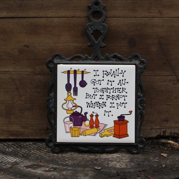 Vintage Cast Iron Ceramic Kitchen Trivets – Set of 3 –Arco 1970s Funny Sayings - Picture 16 of 16